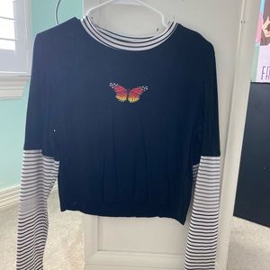 Long sleeve butterfly crop top (SHEIN)